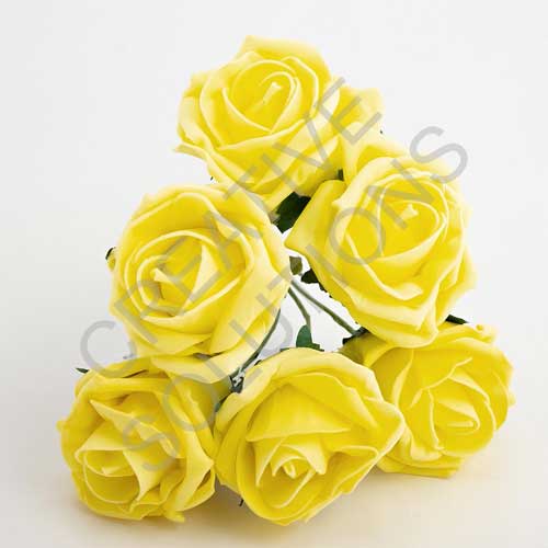 FR-0893 - Lemon 5cm Colourfast Foam Roses